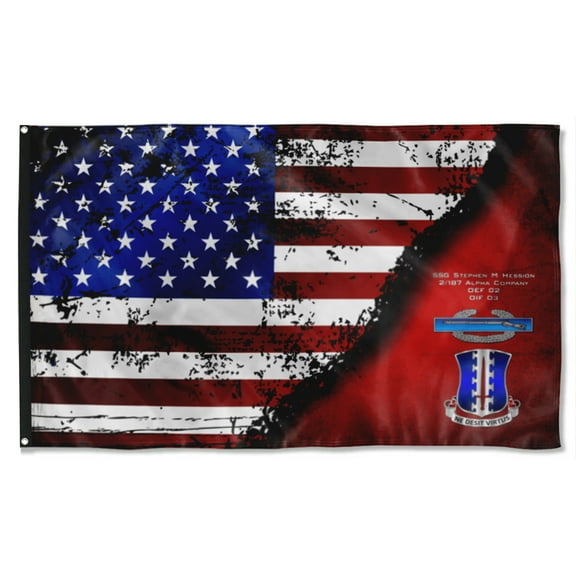 Cayyon 2/187 Rakkasans Cib Flag 3x5Feet Military Banner with 2 Brass Grommets