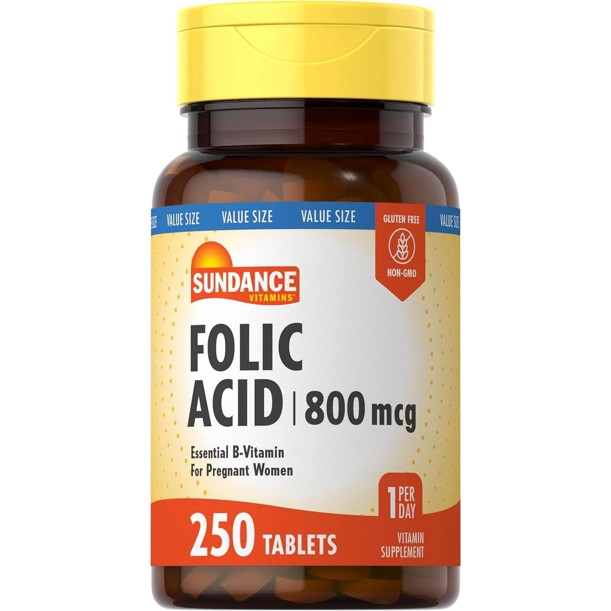 Folic Acid 800 mcg | 250 Vegetarian Tablets | Essential B-Vitamin | by Sundance