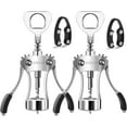 thumbnail image 1 of Powerful Wine Opener, Ergonomic Soft Touch Heavy Duty Manual Bottle Openers, Rust Resistant Zinc Alloy Winged Corkscrew, Easy Use, Open Corks, Dishwasher Safe (Wine Opener, set of, 2), 1 of 6