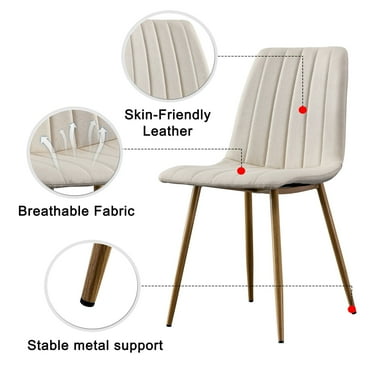 4 PCS Dining Chairs 4,Accent office Chairs with Soft Linen and Wood Color Metal Legs.For Dining Room Living Room
