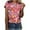 Pink, variant on Penkiiy Floral Shirts for Women's T-Shirts Women's Tops Flower Printing Round Neck Short Sleeved T-shirt Tops