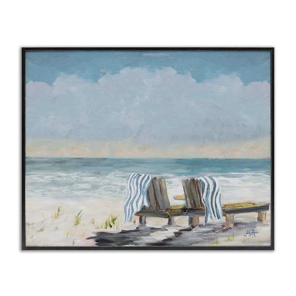 Stupell Industries Bohemian Peaceful Beach Chairs Black Framed Giclee Art, 14 x 11, by Julie DeRice