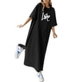 thumbnail image 1 of Vestido holgado informal de verano con estampado floral para mujer - Vestido largo tipo camiseta de manga corta, ligero, para todas las ocasiones, 1 of 4
