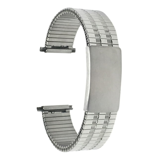 Bandini Bracelet de Montre Extensible en Acier Inoxydable Ton Argent 18mm pour Hommes, Extrémité Droite, Longueur Réglable, Bracelet de Montre en Métal Extensible, Sans Boucle