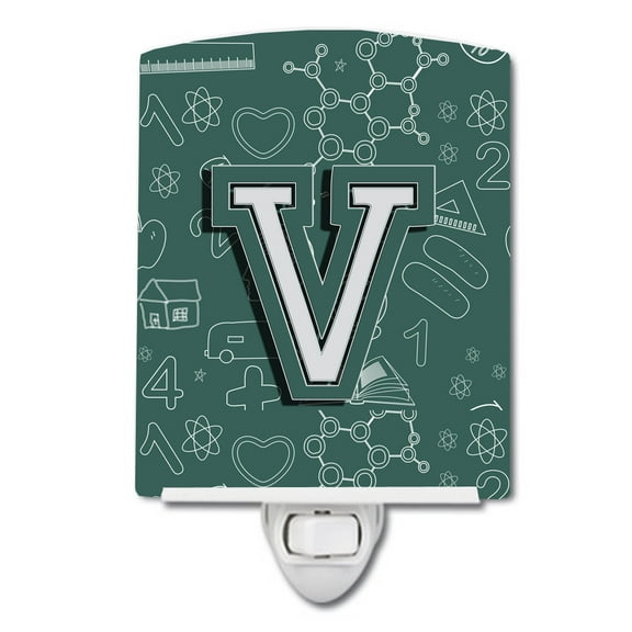 Caroline's Treasures CJ2010-VCNL Letter V Back to School Initial Ceramic Night Light, 6x4x3", multicolor