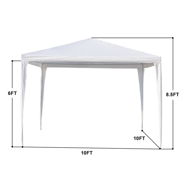 Alvantor White 10x10 ft Outdoor Pop Up Canopy Tent,No Sidewalls,Waterproof 90G/M² PE Top,Iron Tube Frame with Spiral Connections,Portable Shelter