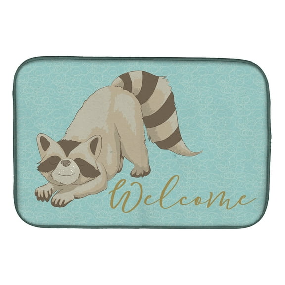 Raccoon Welcome Dish Drying Mat