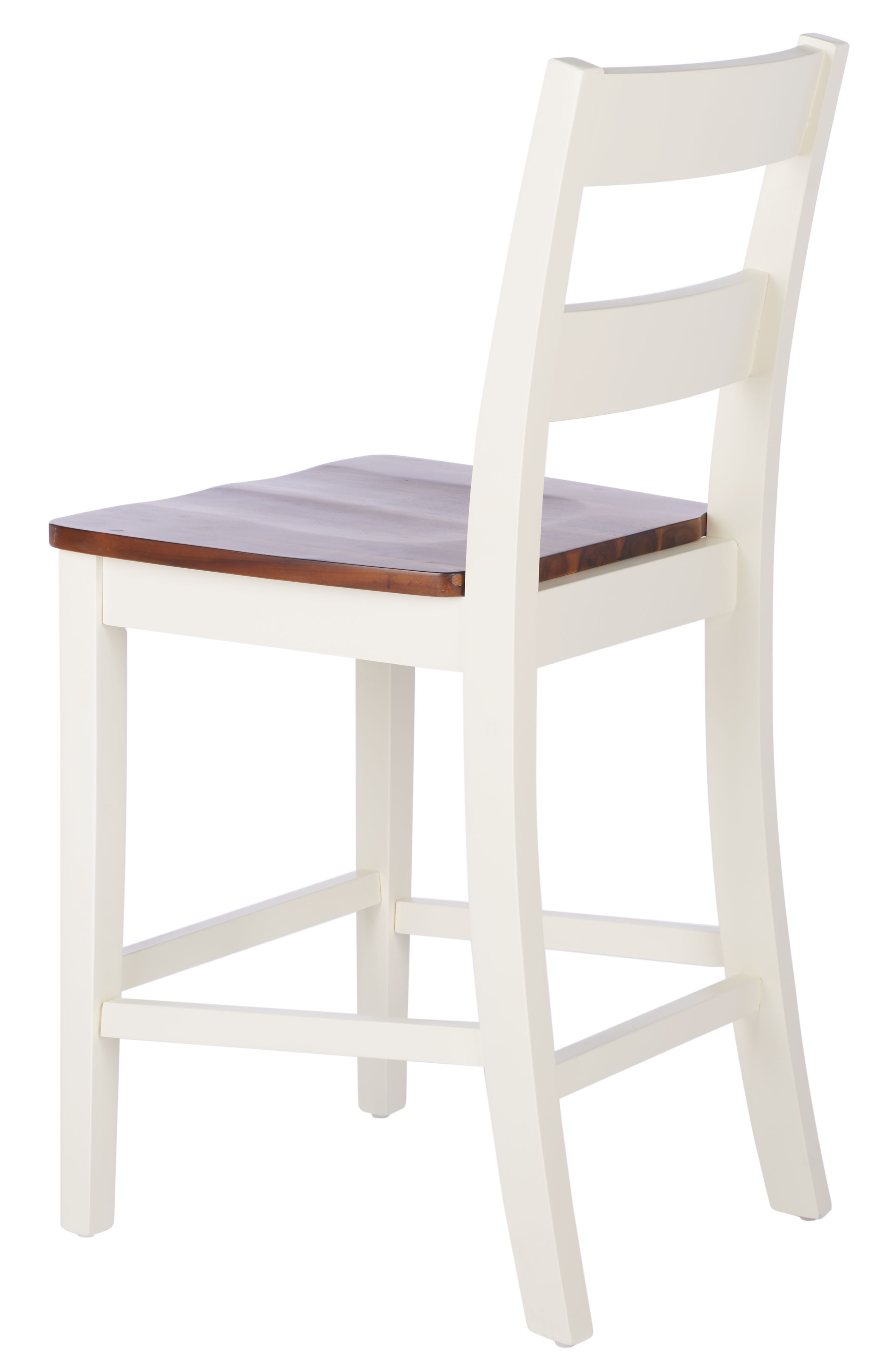 SAFAVIEH Yuri Modern Wood Counter Stool with Footrest, White/Natural, Set of 2