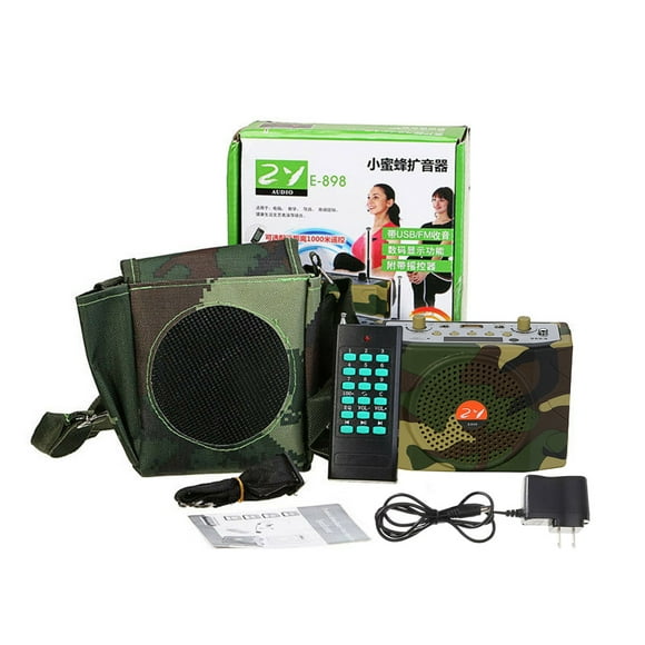 Braveheart Speaker Camouflage Rechargeable Sound Amplifier Remote Control Portable Voive Booster Outdoor Equipment, US Plug