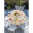 thumbnail image 6 of Spring Floral Round Fitted Tablecloth with Elastic Edge, Waterproof Table Cloth Table Cover for 36"-44" Tables, Vintage Pastoral Rustic Botanical Flowers Tablecloths for Dining Picnic Indoor Outdoor, 6 of 9
