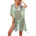 thumbnail image 1 of Lucakuins, pareo de Bikini con estampado a la moda para mujer, Tops transparentes de manga corta calados para la playa, Tops de punto, traje de baño, blusa con protección solar Lucakuins  moda, 1 of 9