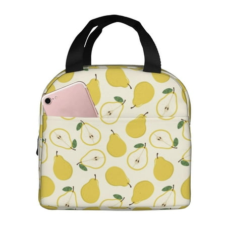 Insulated Lunch Bag for Women Men - Funny Pear Yellow Leakproof Cooler Lunch Box for Women Men  Lunch Tote Bags for Work School Picnic Travel