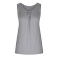 thumbnail image 4 of YYDGH Women's Crew Neck Pleated Tank Top Sleeveless Solid Color Tops Summer Work Office Blouses Gray XL, 4 of 7