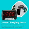 thumbnail image 4 of Large 1.4” Red LED Digital FM Clock Radio with Dual USB A & C Charging Ports, Adjustable Brightness, Dual Alarms & Sleep Timer – Modern Alarm Clock for Bedroom, Home, or Office (Black), 4 of 4