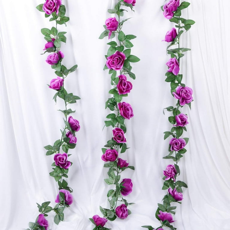 2 Pack Artificial Hanging Plants Flower Rose Vine Silk Garland