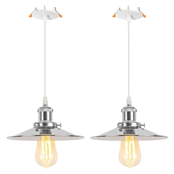 Kiven Recessed Ceiling Light, 2-Light Modern Style Recessed Downlight with Iron Lampshade, Adjustable Pendant Lighting for Bedroom Kitchen Island Home