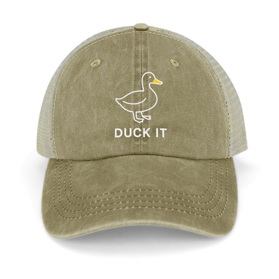 Duck It Khaki Trucker Hat for Men Women, Adjustable Mesh Back Baseball Cap