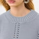 thumbnail image 3 of Suéter de cuello redondo para mujer, moda de color liso, manga larga, cuello redondo, suéter hueco, blusa de acrílico para mujer de ocio, 3 of 5