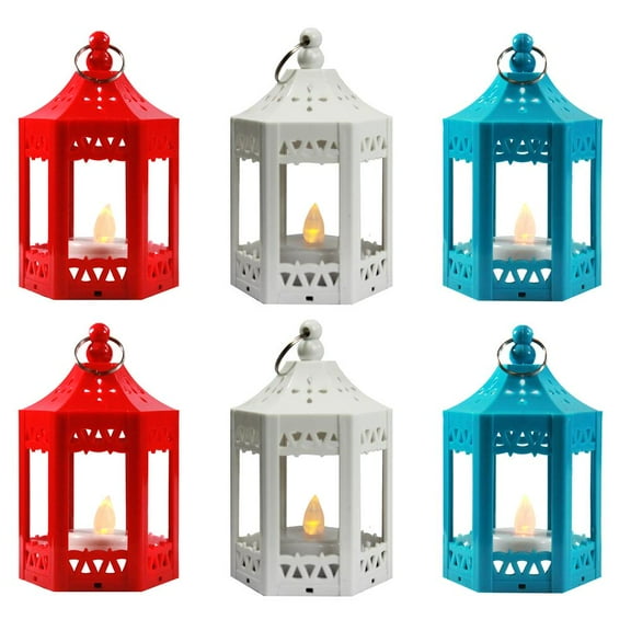 Mini Plastic Candle Lanterns with Flickering LED Tea Light Candles