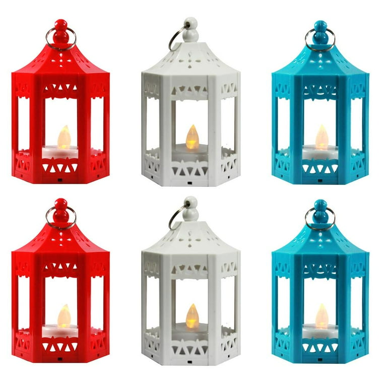 Set of 2 Mini Plastic Lantern w/ LED Pillar by Bright Bazaar 