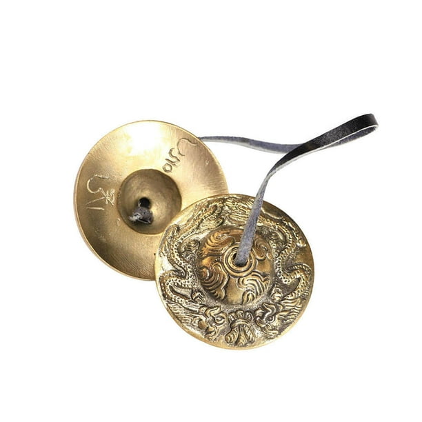 Cymbales de Tingsha en Bronze - Cloches de Yoga Carillon de Méditation - Cymbales de Tingsha Bouddhistes A