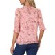 thumbnail image 3 of CAMISAS DE MUJER INSPIRE CHIC CON MANGAS 3/4 Y HEM RIZADO, BLUSA DE CHIFFON FLORAL EN ROSA Y BLANCO, TALLA L, 3 of 5