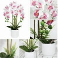 thumbnail image 3 of Artificial Orchid Flower in Grey Pot, Faux Pink Orchid Real Touch Fake Phalaenopsis Bonsai for Office Home Wedding Party Indoor Decor (Pink 1), 3 of 5