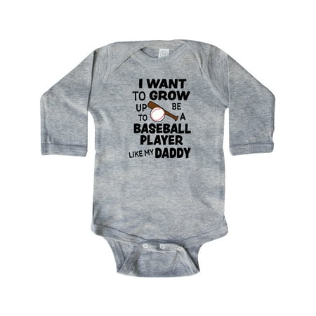 

Inktastic I Want To Grow up To Be A Baseball Player Like My Daddy Gift Baby Boy or Baby Girl Long Sleeve Bodysuit