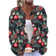 thumbnail image 2 of Chaqueta y abrigo informal de manga larga sin capucha para mujer, cárdigan de punto con estampado navideño informal, chaqueta abotonada, abrigo, blusa de poliéster para mujer, 2 of 5