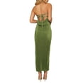 thumbnail image 4 of Women’s Y2k Tube Tops Dress Solid Color Strapless Off-Shoulder Bodycon Long Dress Backless Tie-up Party Club Bandeau Dresses, 4 of 5