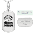 thumbnail image 2 of Dad Wanted Fishing Stainless Steel or 18k Gold Premium Swivel Dog Tag Keychain, 2 of 10