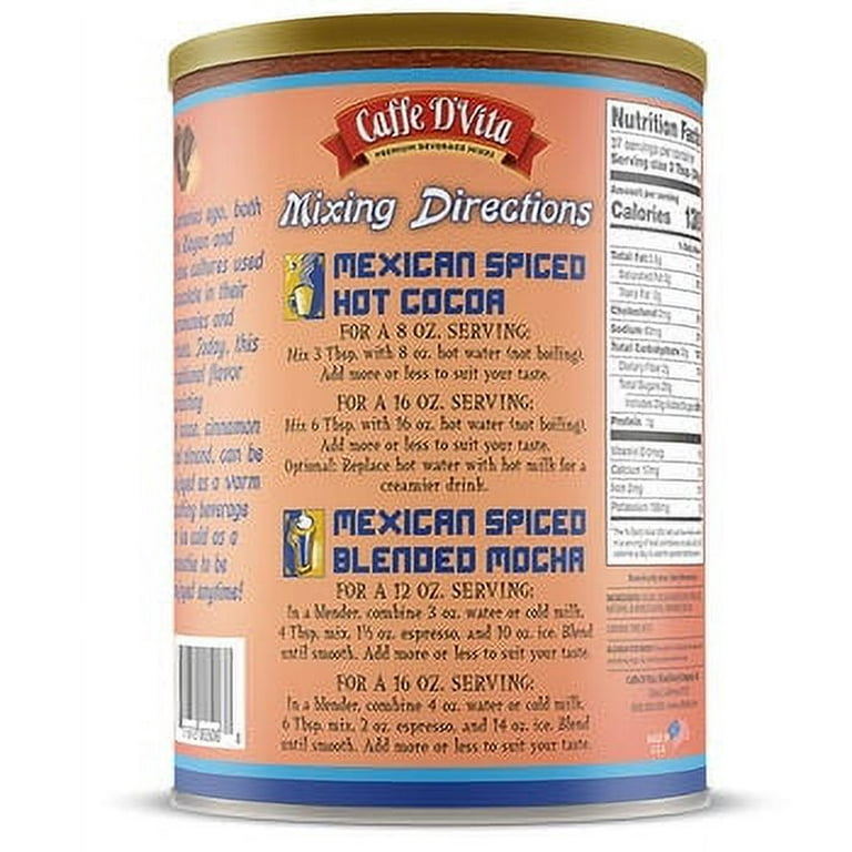 4 Pack) Caffe D'Vita Mexican Spiced Cocoa Mix, 3lb. Canisters
