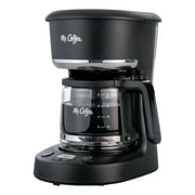 Mr. Coffee 5-Cup Programmable Coffee Maker, 25 oz. Mini Brew, Brew Now or Later, Black & Chrome