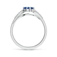 thumbnail image 2 of Angara Natural 0.48 Ct. Blue Sapphire with Diamond Side Stone Ring in 14K White Gold for Women (Ring Size: 3.5), 2 of 8