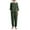 Army Green, variant on Turilly Two Piece Outfits for Women Fashion Round Neck Solid Long Sleeve Blouse +Loose Cotton Linen Pockets Pants Sets Womens Fall Winter Suit