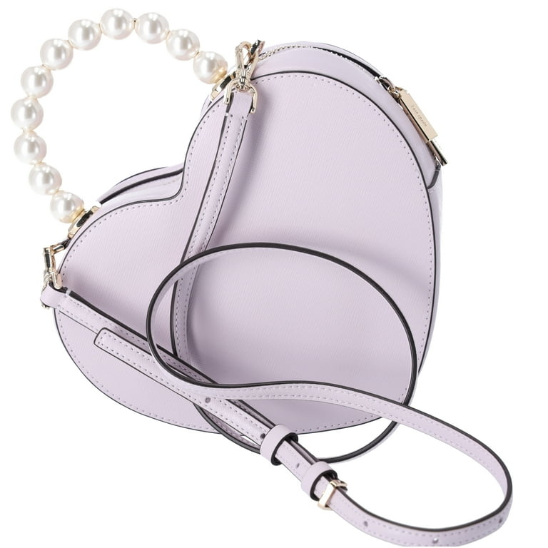 Kate Spade Love Shack Pearl Crossbody Purse Lilac Moonlight Leather Heart KF516