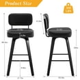 thumbnail image 6 of ANMINY Swivel Counter Height Bar Stools, Set of 1, Upholstered Faux Leather Barstools with PU Back, 29" Seat Height Bar Chairs for Kitchen Island, Bentwood Wood Frame, 6 of 11