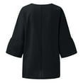 thumbnail image 5 of DDAPJ pyju Linen Shirts for Women Basic Solid Casual 3/4 Sleeve Tops Loose Fit Round Neck Blouses Breathable Beach Shirt Resort Wear Black XXL, 5 of 7