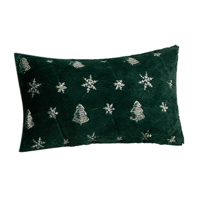 Funda de almohada decorativa navideña de peluche, funda de cojín, funda de almohada suave y lavable Verde