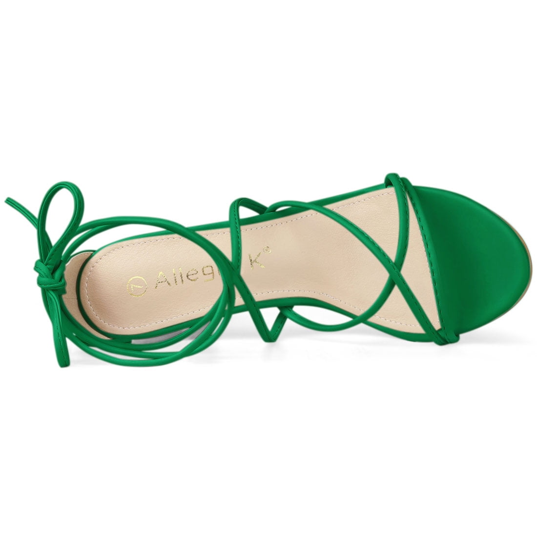 Sandalias Con Cordones Entrecruzadas Allegra K Tacones De Bloque Medio Verde 39