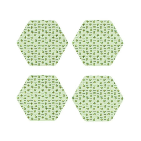 

Matuu Green Avocado for Cup Coasters Set of 4 Leather Coasters Desk Coasters for Office Measures 4” x 4”-Hexagon