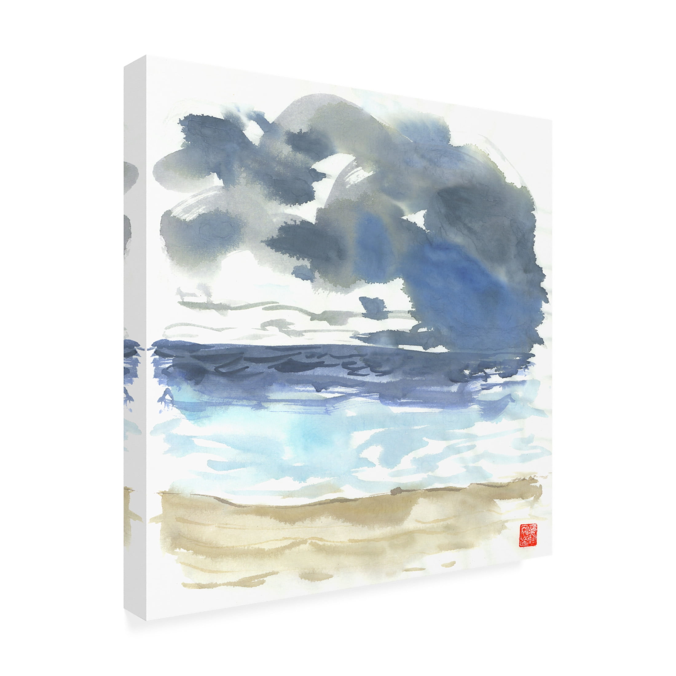 Canvas Wall Art - Randy Noble Fine Art 'Oceans Rain' Wall Art for Living Room, Bedroom, or Office Décor by Trademark Fine Art - 24 x 24 Inches
