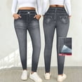 thumbnail image 5 of Bovxnpu Women's High Waisted Jeggings Pants Jeans Denim Pants Leggings Women's Faux Denim Print Wide Leg Pants Fake Pockets Long Sleeve Style Pants, 5 of 9