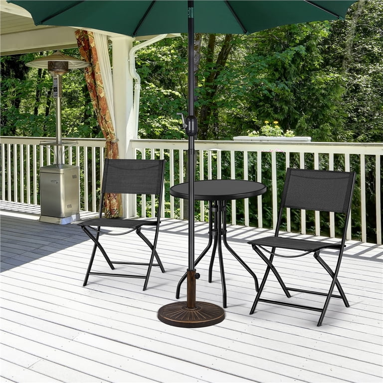 bronze patio umbrella base Renwick 22 lbs Bronze Round Resin and Iron Patio Umbrella Base, Size: 17.5×17.5×13(Large×W×H)