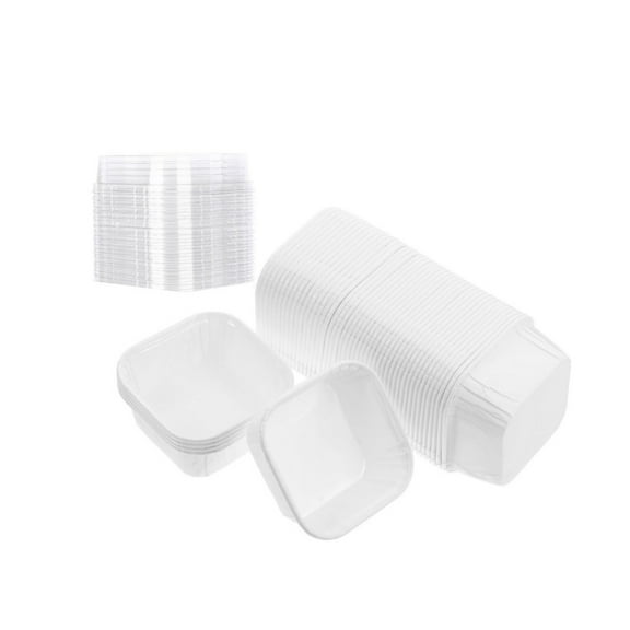 QZS Square Muffin Liners,Portable Small Cake Pan with Lids for Dessert,20Pcs Disposable White Paper Baking Containers for Muffins,Dessert