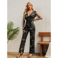 thumbnail image 4 of Elegant Metallic Long Sleeve V-Neck Bodycon Jumpsuit with Lace & Sequin Details – Formal Evening Party Pantsuit, 4 of 7
