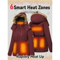 thumbnail image 3 of Fuklindy Graphene Heated Jacket for Women with Battery, 12V Fast Charge 18400mAh Large Capacity Winter Outdoor Lightweight Heating Jackets Red, 3 of 5