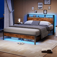 thumbnail image 4 of Satifur LED Bed Frame Queen Size with Charging Station, Platform Metal Bed Frame with Storage Headboard, No Box Spring Needed, Noise-Free, 4 of 11
