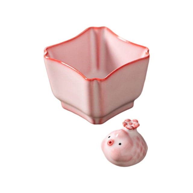 Pink Ceramic Ornament, Internet Famous Bubble Fish Pet Tea Bowl