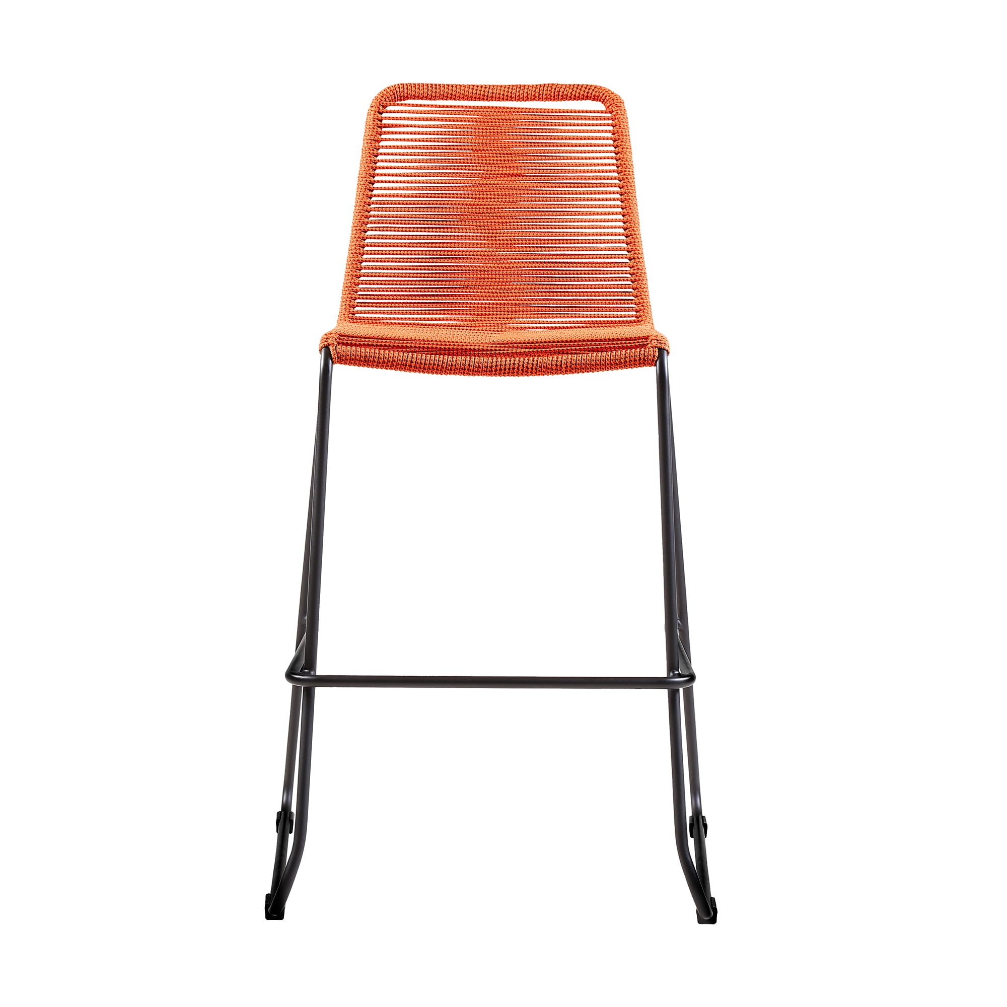 Shasta 30" Outdoor Metal and Tangerine Rope Stackable Barstool - Set of 6